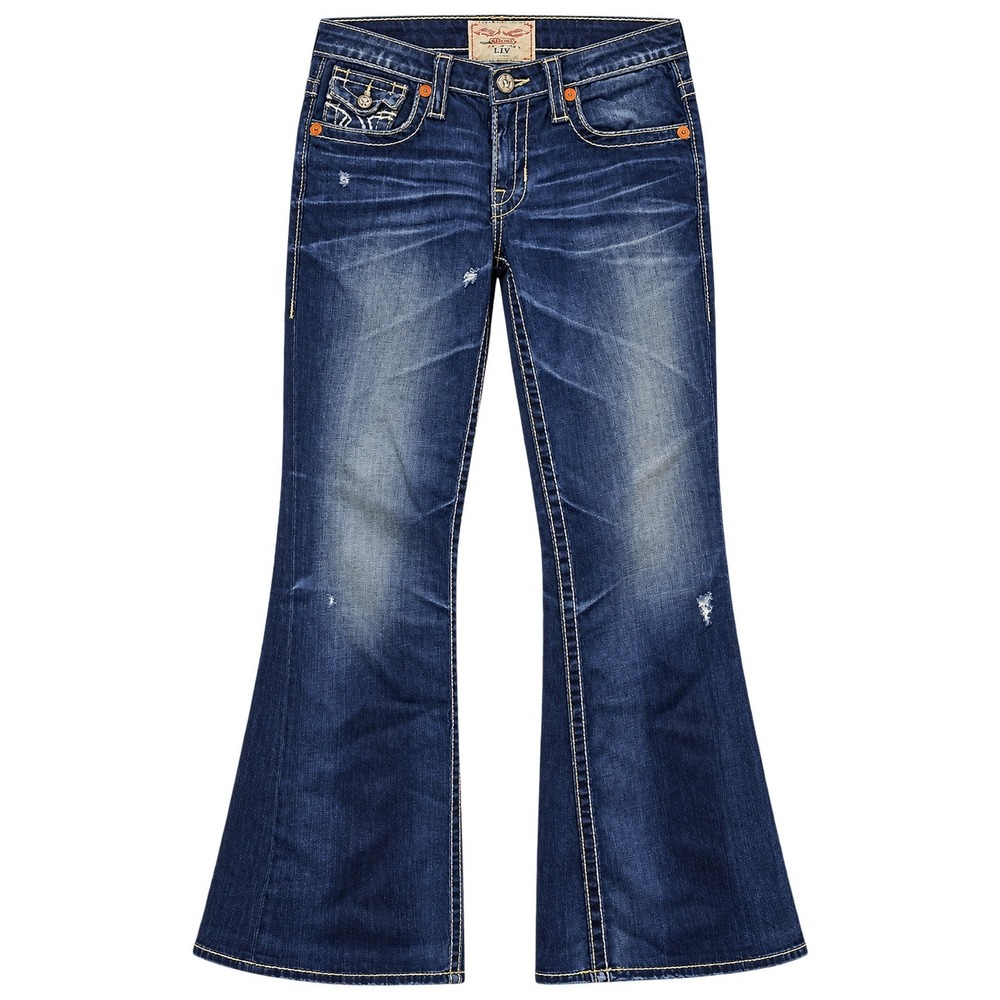 Big Star LIV Jeans Women's 29L Dark Wash Bootcut Y2K Distressed Denim